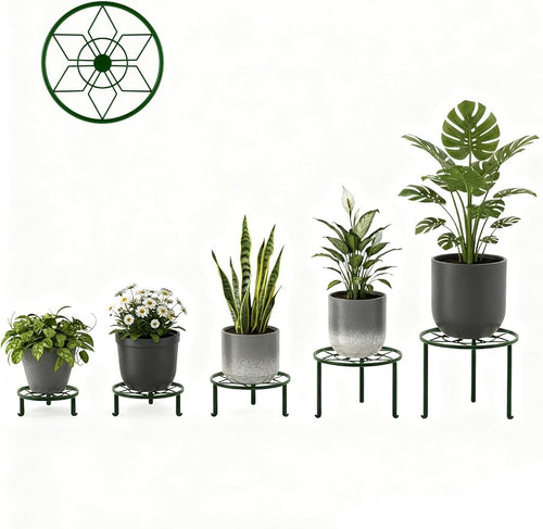 5 Pack Potted Plant Holder for Garden Home 5-Pack Metal Plant Stand Indoor - Image 2