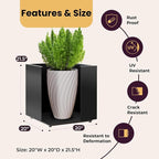 Large Metal Outdoor Planter Box 20Wx20Dx21.5H, Galvanized Steel Cube Planters - Image 3