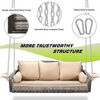 Grepatio Wicker Hanging Porch Swing - Image 2