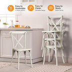 VINGLI Plastic Outdoor Dining Chairs Set of 4, Stackable Patio Cream White - Image 6