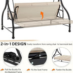 U-MAX Porch Swing Chair with Adjustable Backrest&Canopy, 3 Seat Patio Swing - Image 2