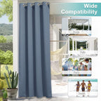 NICETOWN 2 Panels Stone Blue Blackout Outdoor Curtains - Image 6