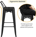 Yaheetech Bar Stools Set of 4, Metal Counter Height Chairs, 30 Inch Industrial - Image 6