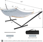 Double Hammock with Stand Included, Portable Hammock with Curved Spreader Bar - Image 6