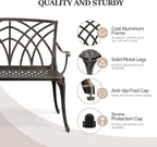 VINGLI 38" Outdoor Metal Bench, Cast Aluminium Garden Bench, Weatherproof - Image 4