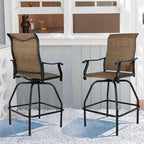 LEVELEVE Patio Bar Set 4pcs Swivel Bar Stools Outdoor Bistro Textilene - Image 6
