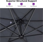 PURPLE LEAF 10 Feet Patio Umbrella Outdoor Cantilever Round Umbrella Aluminum - Image 5