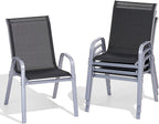 Patio Chairs Set of 4, Easily Set Up Stackable Outdoor Dining Chairs by Dovov