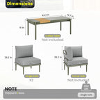 Sundale Outdoor 2 Pieces Patio Sofa Set, Metal Outdoor Sectional Loveseat - Image 2