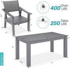 ZHUSI Patio Table and Chairs Set, Outdoor Table and Chairs, HDPE Outdoor Dining - Image 7