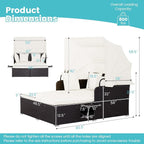 Moccha Outdoor Daybed with Retractable Canopy, Wicker Cabana with 2 Side Tables - Image 9