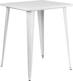 EMMA + OLIVER Commercial Grade 31.5" Square White Metal Indoor-Outdoor Bar - Image 3