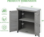 Outdoor Potting Bench with Storage Cabinet and Metal Top, Wood Workstation - Image 2