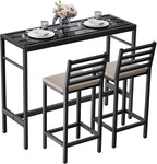 3 Piece Outdoor Patio Bar Set, 2 Cushioned 41" Bar Stools Modern Metal Outdoor by Gaonala