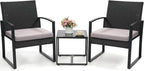 3 Piece Wicker Patio Bistro Set, Rattan Conversation Set by Murago