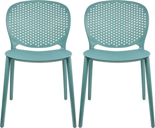 2xhome Set of 2 Patio Dining Chairs | Modern Stackable Outdoor Pool Side Chair by 2xhome