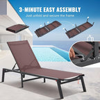 VEVOR 2 Pcs Chaise Lounge Chairs Outdoor, Aluminum Patio Lounge Chair - Image 7