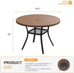 VICLLAX Round Patio Table with Adjustable Umbrella Hole, All Weather Outdoor - Image 3