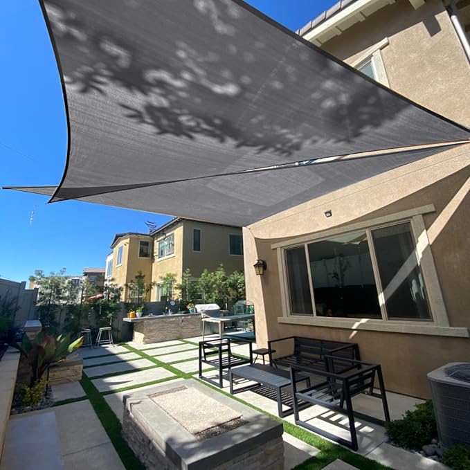 SUNLAX Sun Shade Sail 20' x 20' x 20' Dark Grey Triangle Canopy Sail Shade by SUNLAX