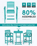 SERWALL Balcony Adirondack Chairs and Table 3 Pieces Set, Adirondack Bar Height - Image 4