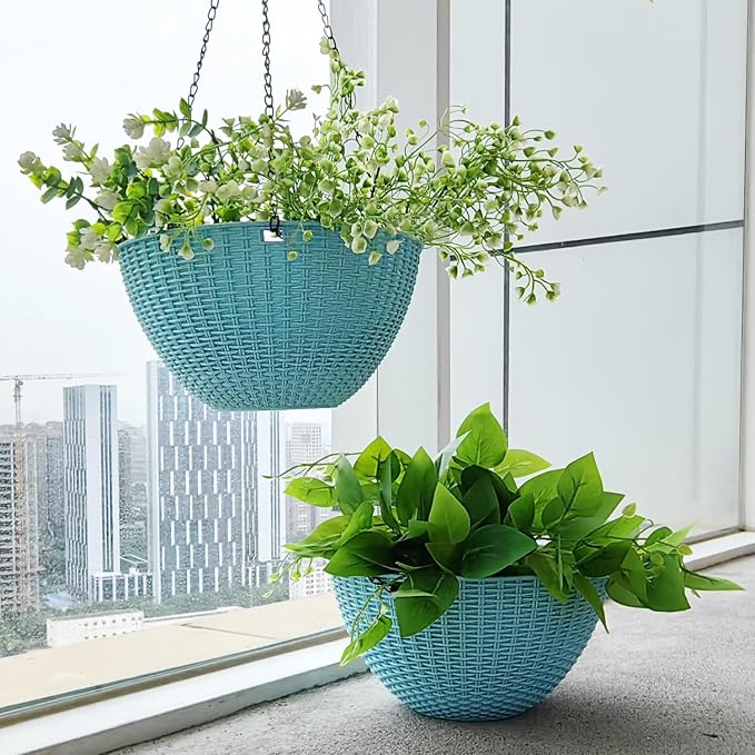 Hanging Planters for Outdoor Plants 8/10 Inch, ​4 Packs Hanging Flower Pot - Image 6