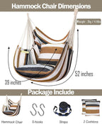 Halalona Hammock Chair Hanging Hammock Chair Rope Swing 2 Cushions - Image 6