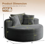Oversized Round Chair Lounge Chaise Indoor, Upholstered Corduroy Deep Seat - Image 2