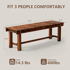 47.2" Outdoor Garden Bench, Weatherproof Patio Benches 3-Person Seat Backless - Image 2