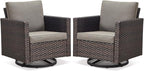 Belord Wicker Chairs Outdoor Bistro Set Oversize Patio Swivel Rocker, Rattan by Belord