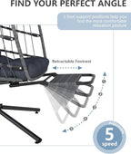 SWITTE Egg Chair Outdoor with Footrest & Stand, Indoor Wicker Hanging Egg Swing - Image 5
