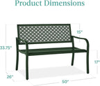 Best Choice Products Outdoor Bench 2-Person Metal Steel Benches Furniture - Image 2