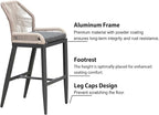 PURPLE LEAF Patio Bar Stool Bar Height Set of 2 Outdoor Rattan Chairs - Image 7