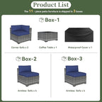 Aoxun 11 Piece Patio Furniture Set Wicker Rattan Patio Conversation Set Outdoor - Image 6