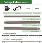 Curtain Rods for Windows 32 to 170, 1 Inch Adjustable Heavy Duty Long Window - Image 6