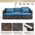 Vicluke 6 Pieces Patio Furniture Sets Outdoor Sectional Sofa Set Rattan Daybed - Image 5