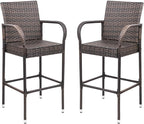 Homall Patio Bar Stools Wicker Barstools Indoor Outdoor Bar Stool Patio by Homall