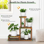 Wood Plant Stand Indoor Outdoor 4 Tiers Plant Rack Corner Planter Shelf Flower - Image 3