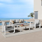 Aluminum Outdoor Patio Furniture Set, 4 Piece Oversized Patio Conversation Sets by Oasbira