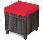 Tangkula 2 Pieces Outdoor Patio Ottoman, All Weather Rattan Wicker Ottoman Seat - Image 3