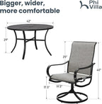 PHI VILLA Patio Dining Set 5 Piece, 4 Breathable Textilene Swivel Patio Chairs - Image 7