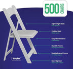 SIMPLEX 500 White Folding Chairs – Resin Stackable Foldable Chairs - Image 2