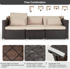 Vicluke 6 Pieces Patio Furniture Sets Outdoor Sectional Sofa Set Rattan Daybed - Image 5
