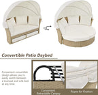 Merax All-Weather Outdoor Round Patio Daybed Conversation Sofa Set Wicker - Image 5