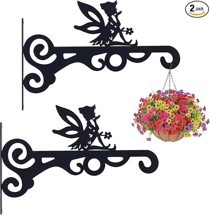 hogardeck Plant Hangers Outdoor Decor, 2 Pack 10” Metal Hanging Plant Bracket by HOGARDECK