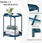 danpinera 2-Tier End Table, Outdoor Side Table Metal Round Side Table - Image 4