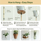 Macrame Plant Hanger Polyester Rope 42 Inch Outdoor Indoor Adjustable Hanging - Image 4