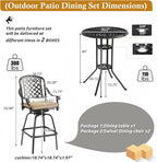 3-Piece Cast Aluminum Patio Bar Set, Outdoor Round High Top Table & 2 Swivel - Image 3