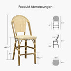 PURPLE LEAF French Counter Height Bar Stool Set of 4 25" Bamboo Print Finish - Image 6