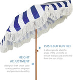 AMMSUN Boho Fringe Umbrella Outdoor Patio, 6.5ft UPF50+ Picnic Umbrella - Image 3