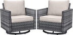 Belord Wicker Chairs Outdoor Bistro Set Oversize Patio Swivel Rocker, Rattan by Belord